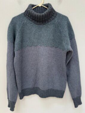 Etro Blue and Teal Turtleneck Sweater in Medium